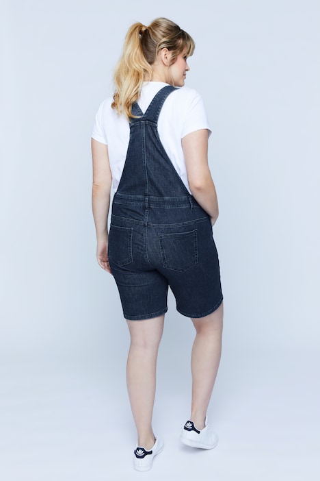 Bellieva-Latz Bermuda, Denim, verstellbare Träger, Biobaumwolle, GOTS