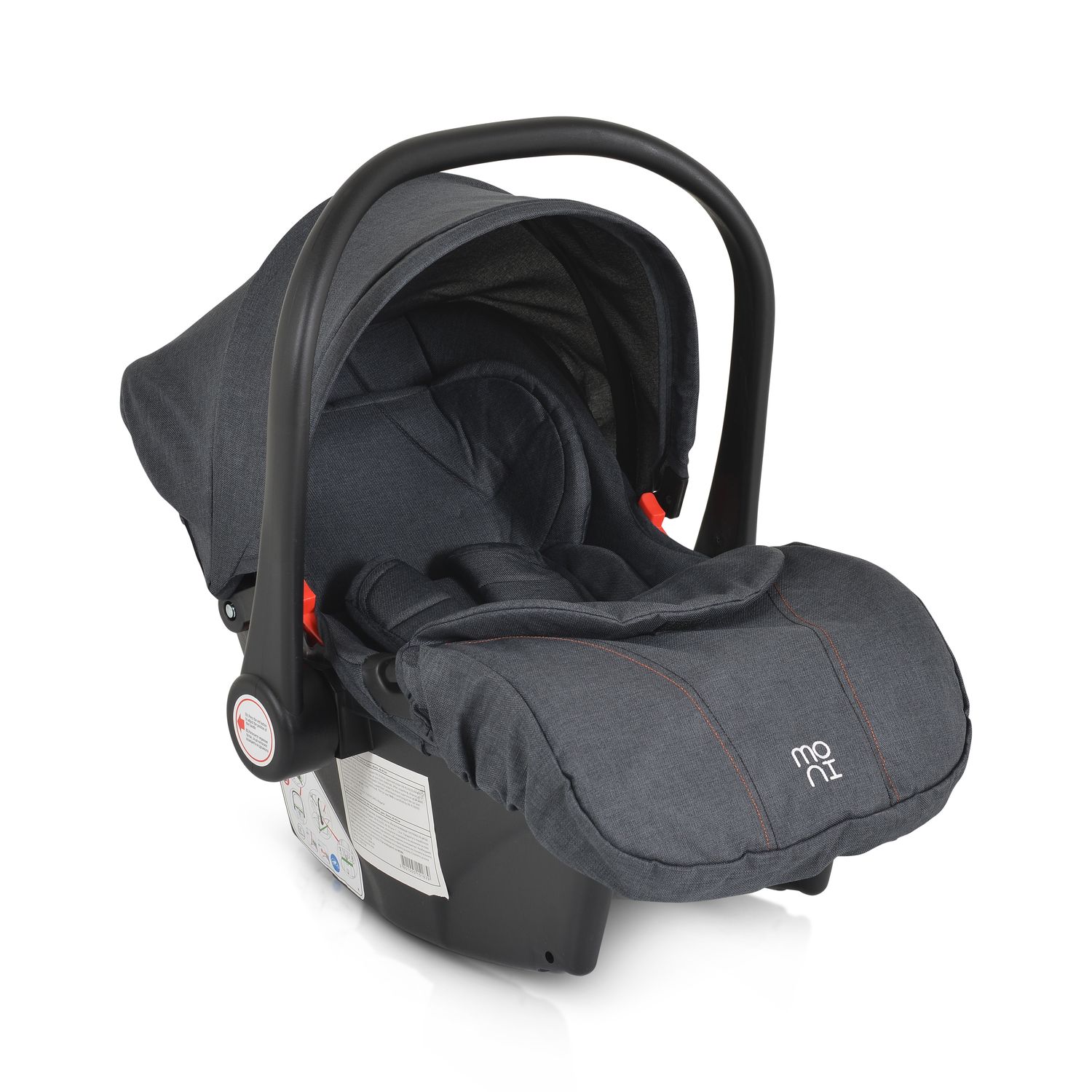 Moni Babyschale Trio i-Size (40 - 87cm) Adapter, Fußabdeckung, weiches Kissen schwarz