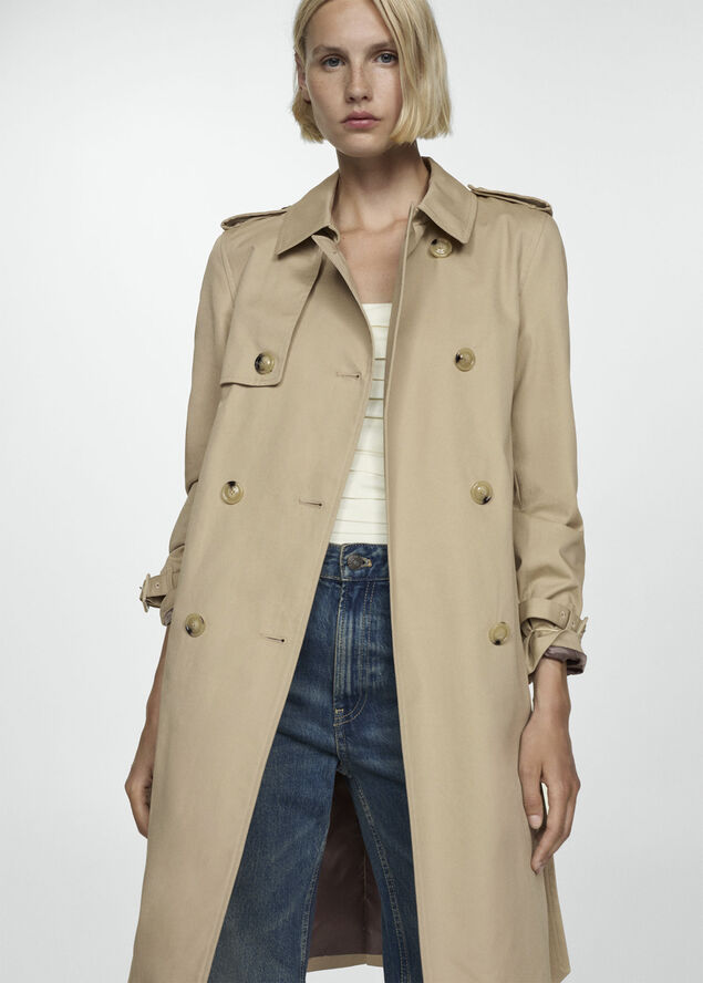MANGO Classic trench coat with belt Light beige