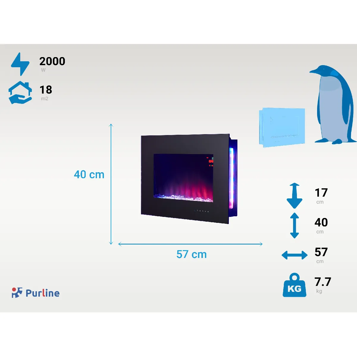 Purline Cheminée Électrique 2kW
