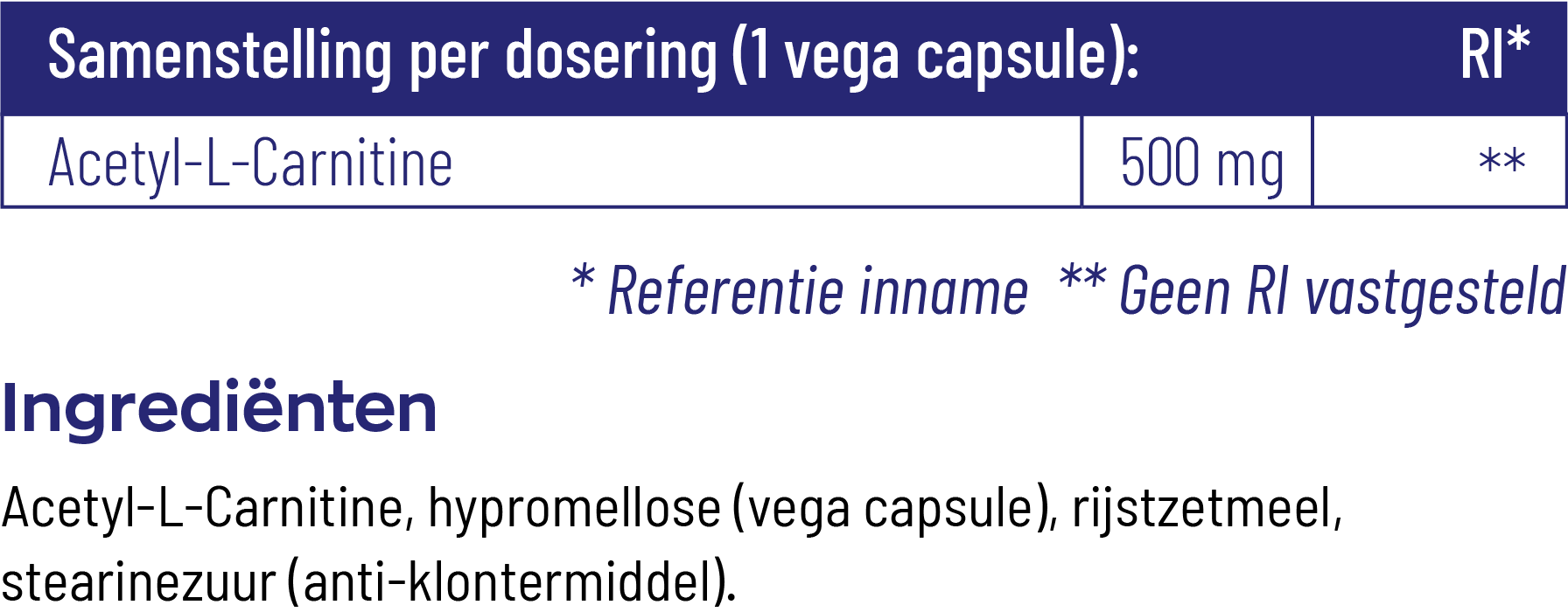 Vitakruid Acetyl-L-Carnitine 500 Mg (90 vega capsules)
