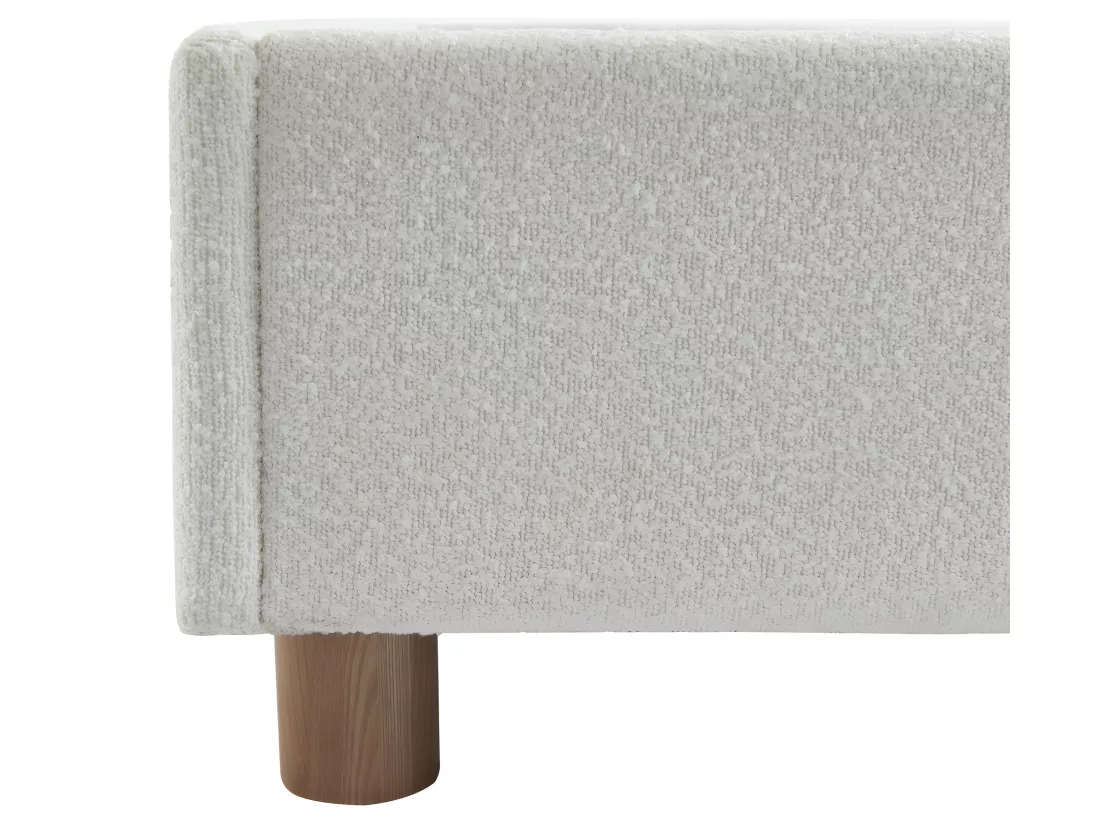 Millo - Lit coffre en tissu bouclette 140x190cm - Ecru