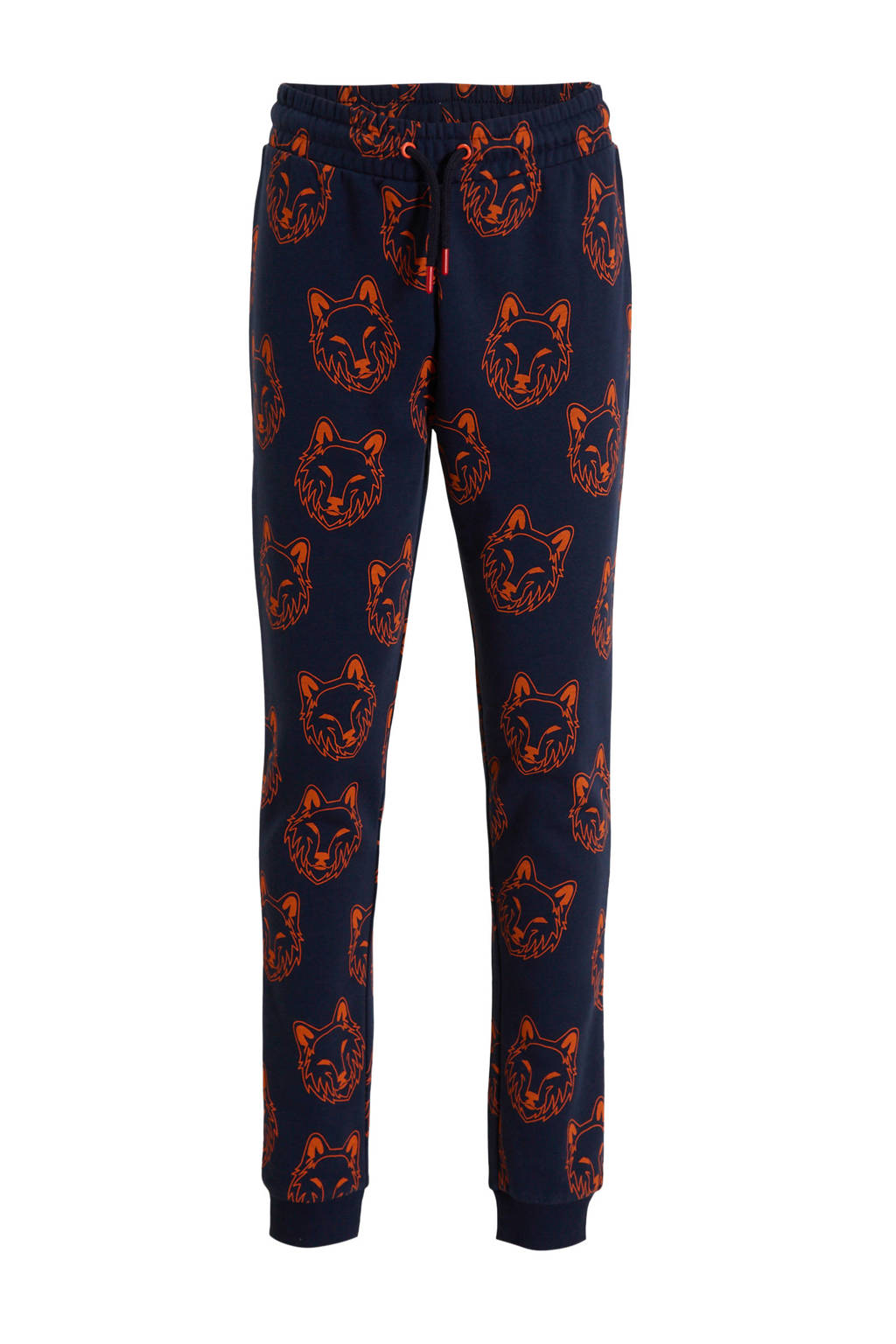 Orange Stars joggingbroek Roth met alloverprint donkerblauw