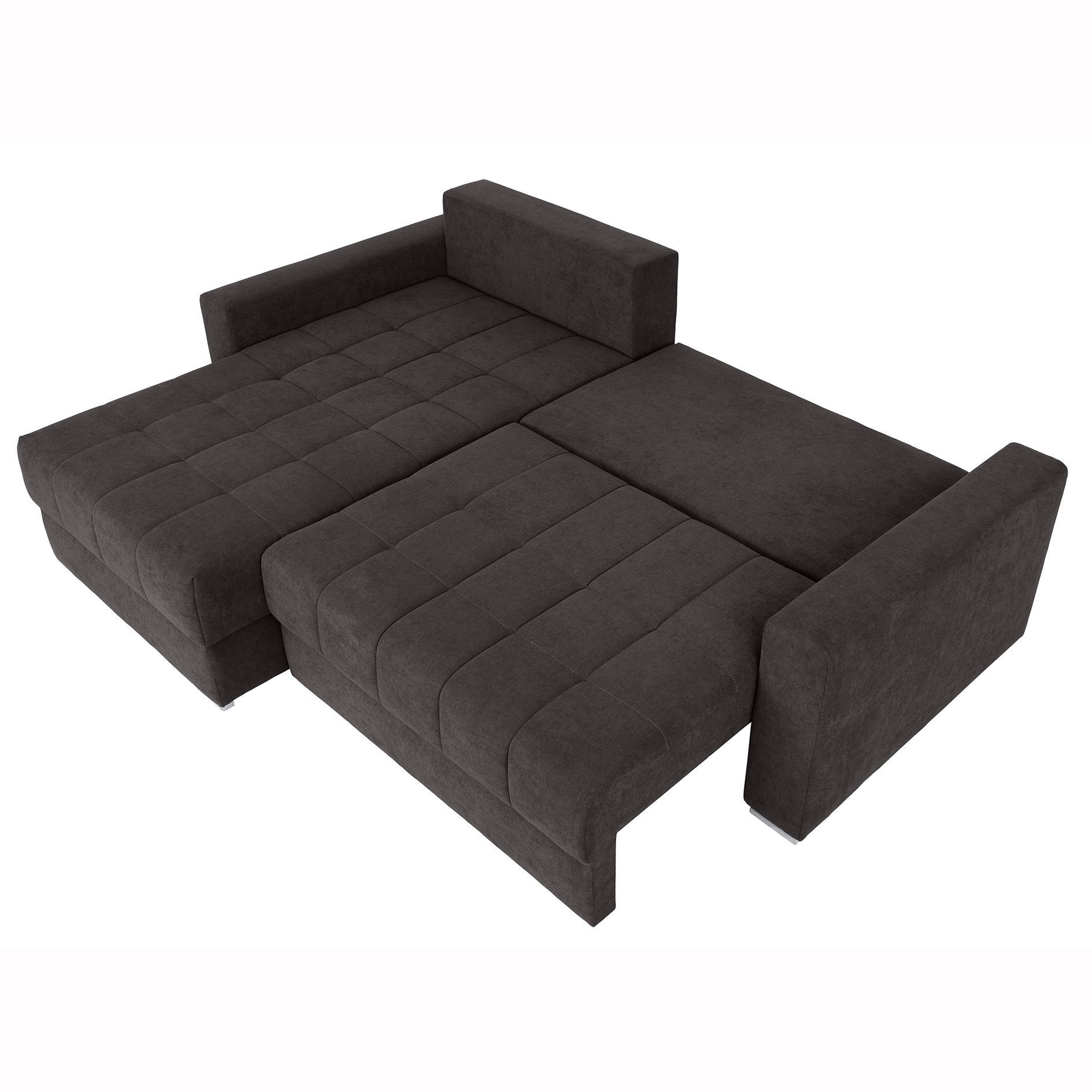 Ecksofa - graubraun - mit Staukasten - 235x172 cm