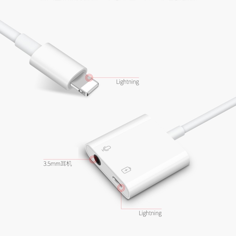 Lightning auf 3.5mm Audio Musik Kopfhörer Lade Adapter Splitter (12 cm) - Weiss