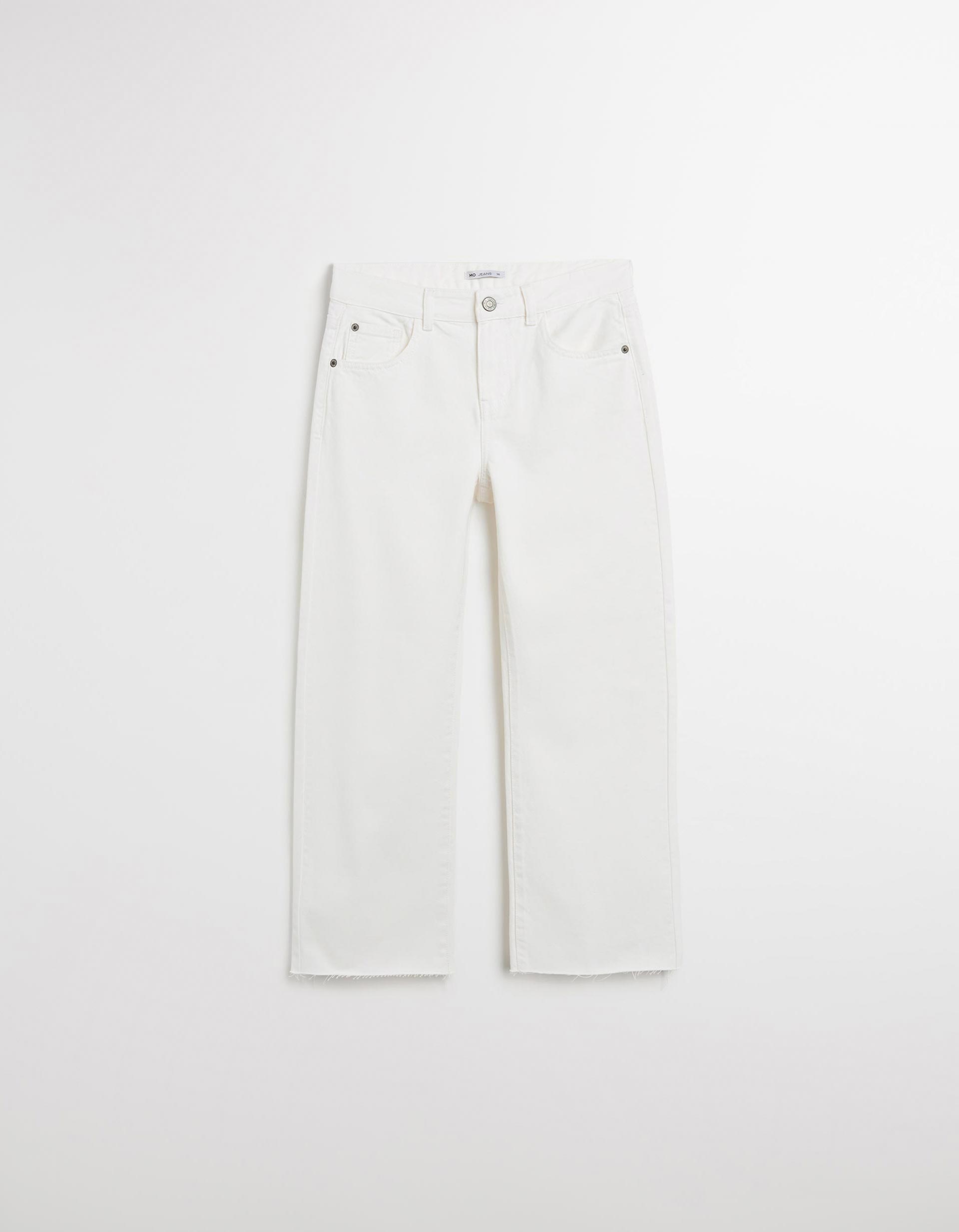 Calças de Ganga 'Straight Fit', Mulher, Cru