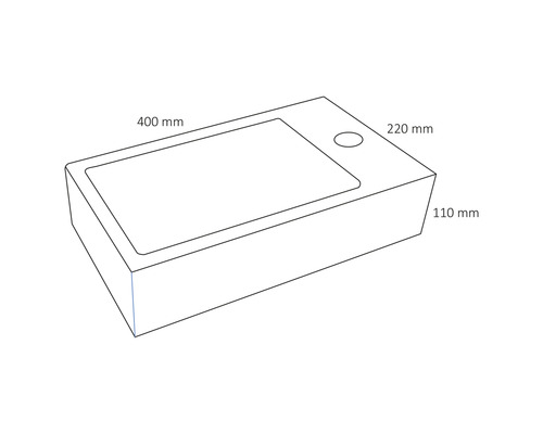 Verschil Handwastafel Hura L 40 x 22 cm Natuursteen Grijs