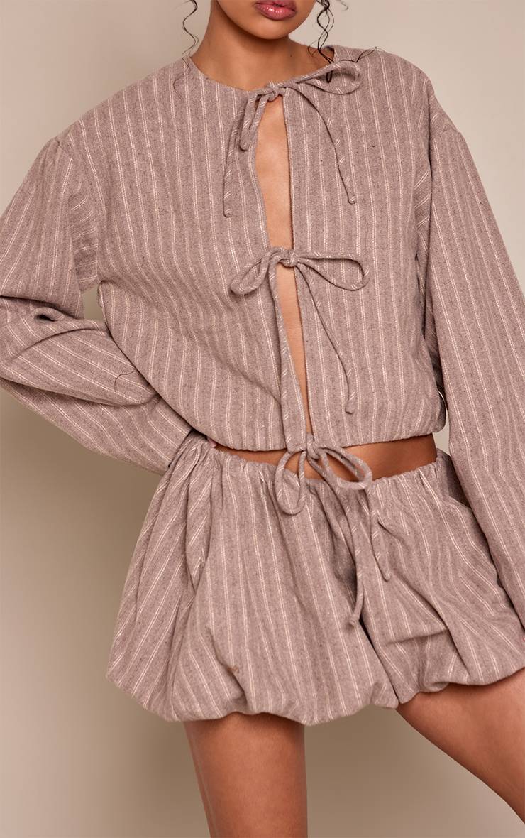 Beige Ensemble Jupe Bouffante En Tissu Brossé