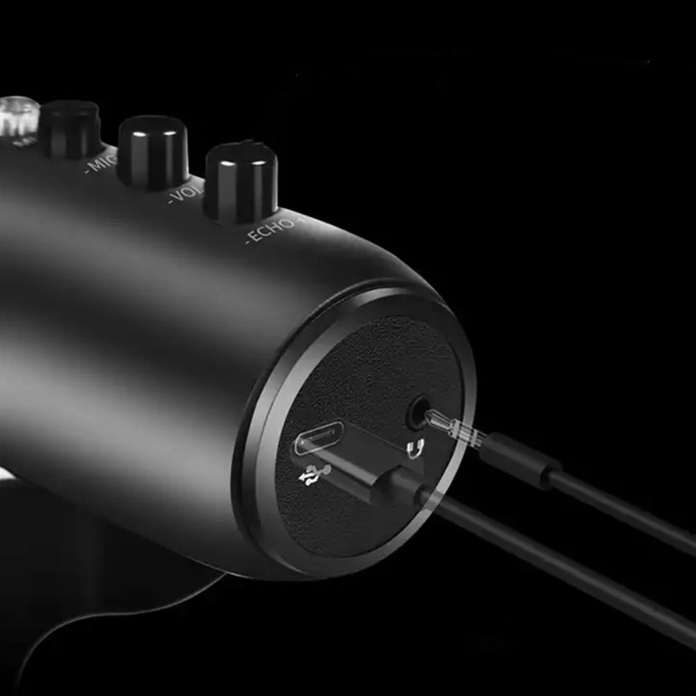 Studio Kondensator USB / 3.5 mm Klinke Mikrofon für Handy / Tablet / Macbook / Laptop / PC - Schwarz