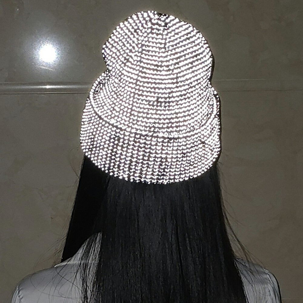 Unisex Reflektierende Strickmütze Beanie Winter Mütze (One Size) - Grau