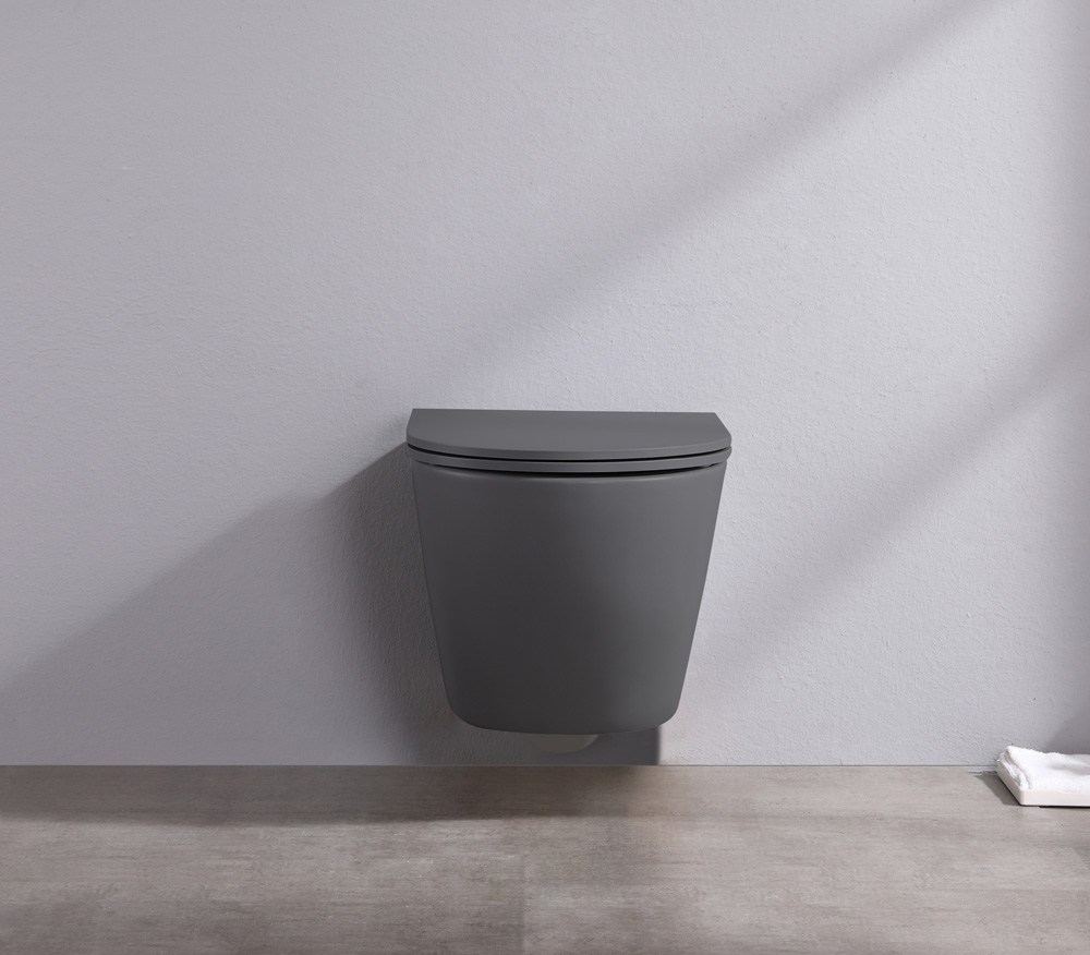 Grohe Rapid toiletset met Saniclear Itsie mat antraciete toiletpot randloos met softclose zitting