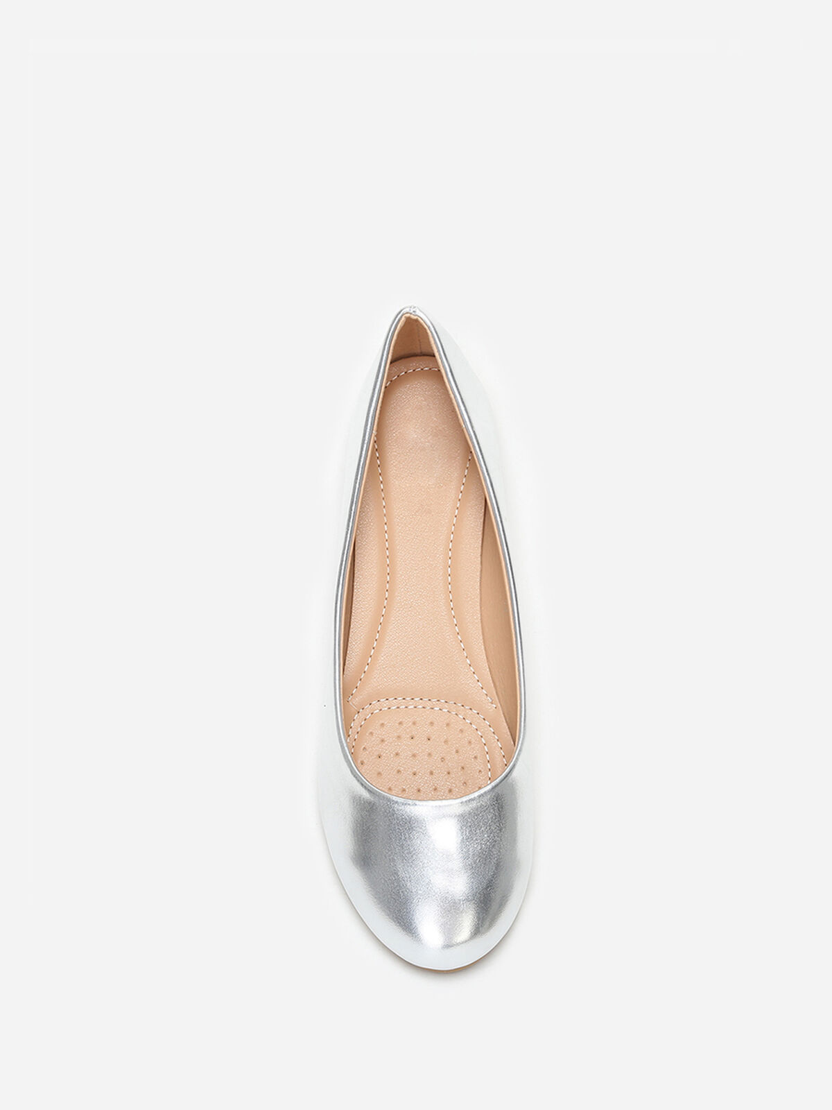 Ballerines à bout arrondi grandes tailles- Argenté