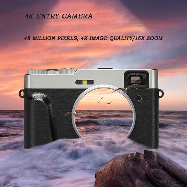 Digitalkamera 4K 48MP 16X zoom Sort