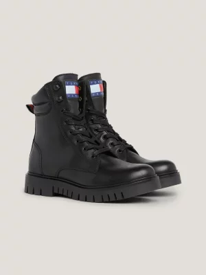 Botas de tornozelo de couro com cadarço