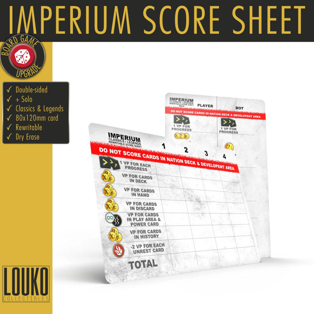 Imperium Classics, Legends & Horizon - Feuille de score réinscriptible