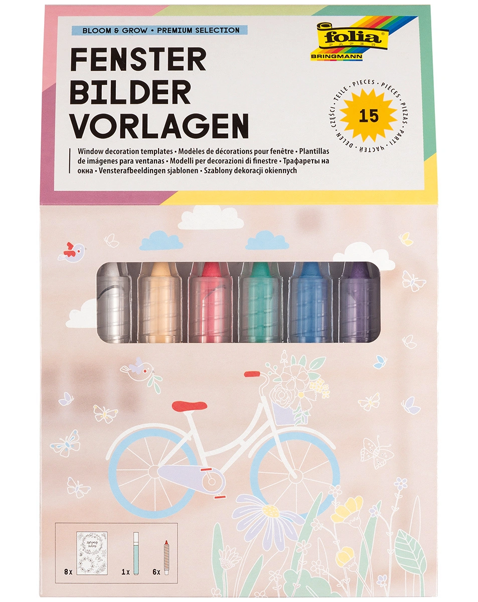 Fensterbilder Vorlagen-Set BLOOM & GROW 15-teilig