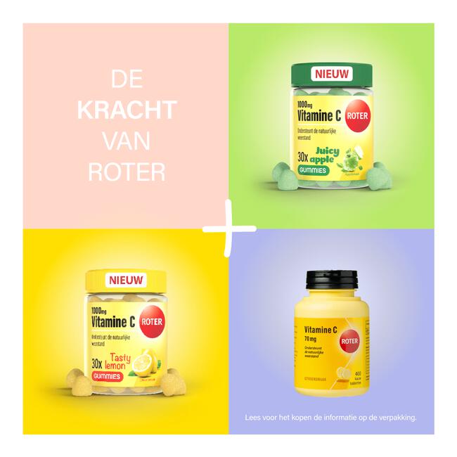 Roter 1000mg Vitamine C Gummy Juicy Apple 30 stuks