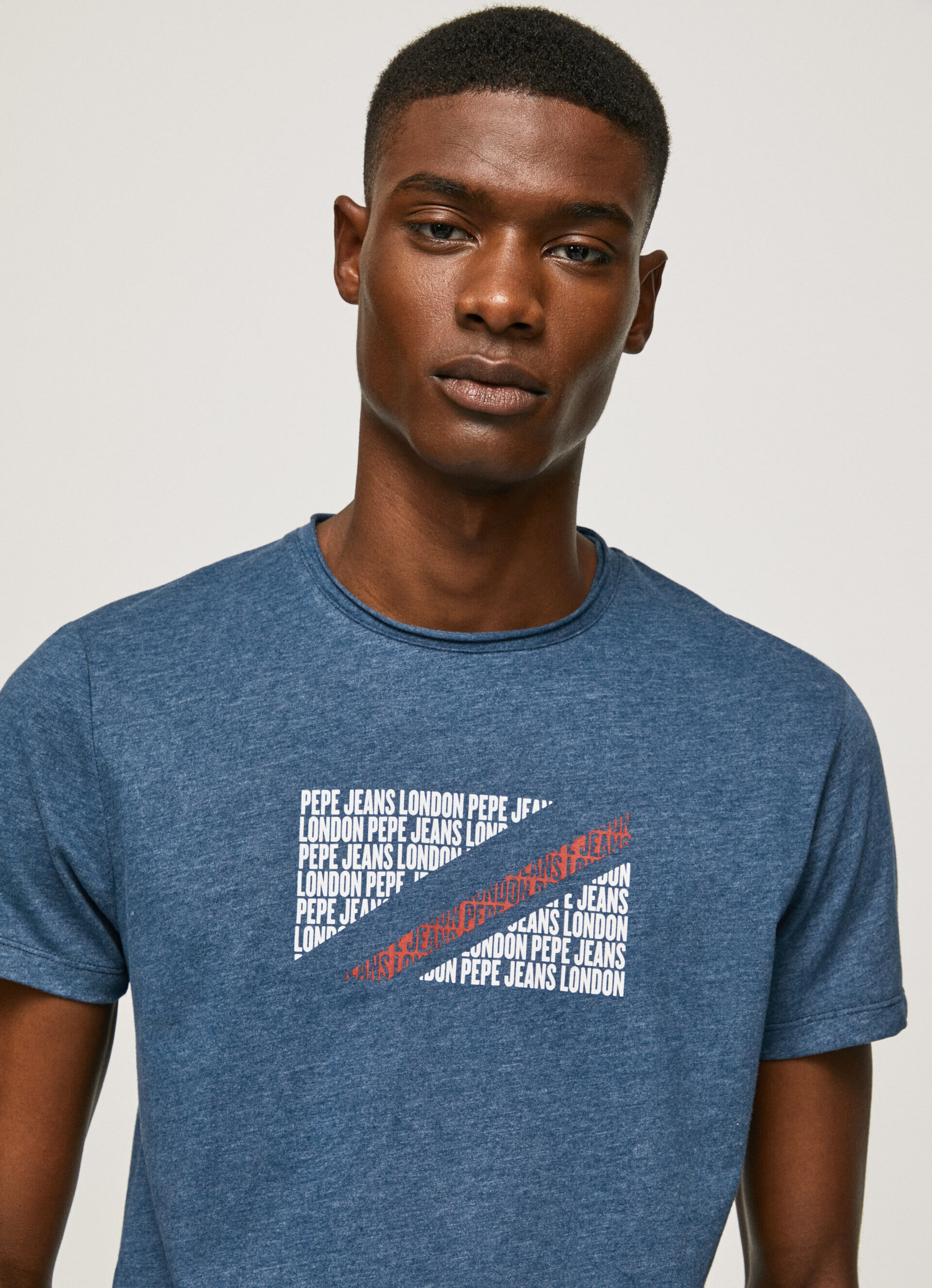 Camiseta mesclada com logotipo estampado - Jarman Azul