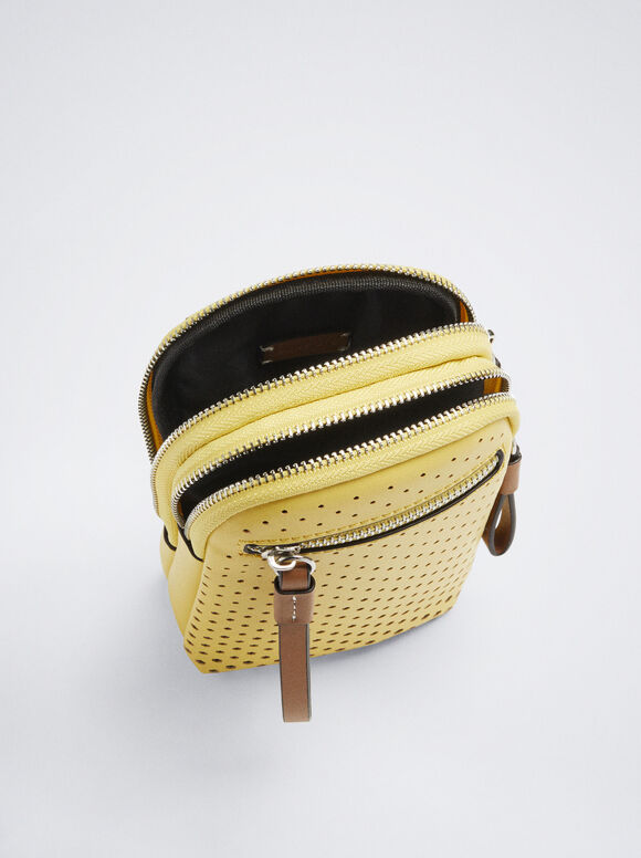 Bolsa para celular com detalhe perfurado - Amarela