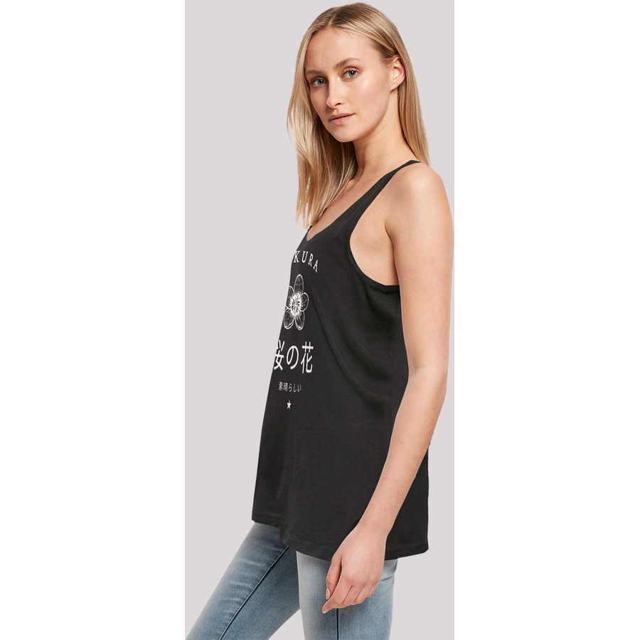 F4NT4STIC Ladies Tanktop Sakura Flower schwarz