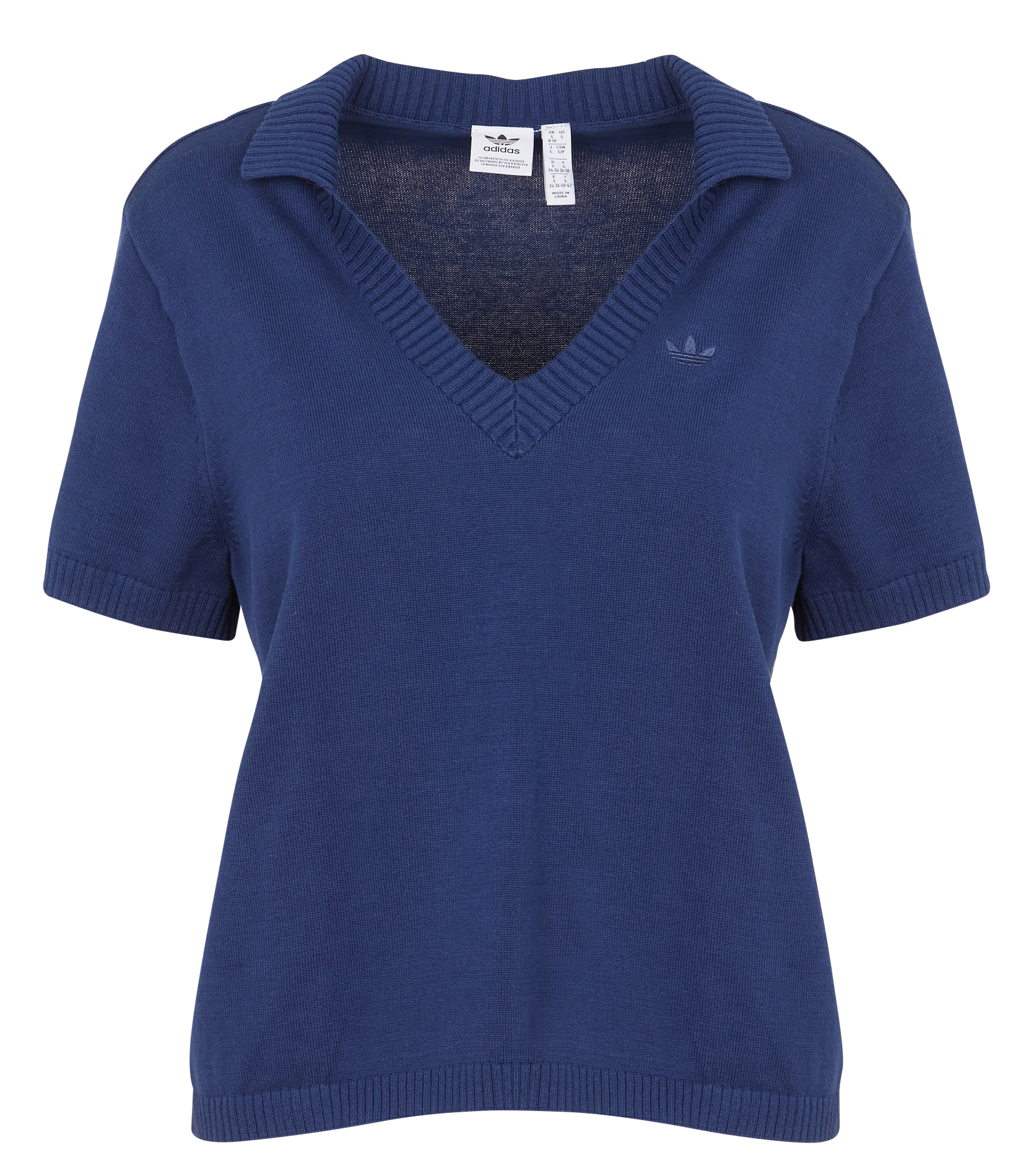 Pull droit col v en coton | Bleu