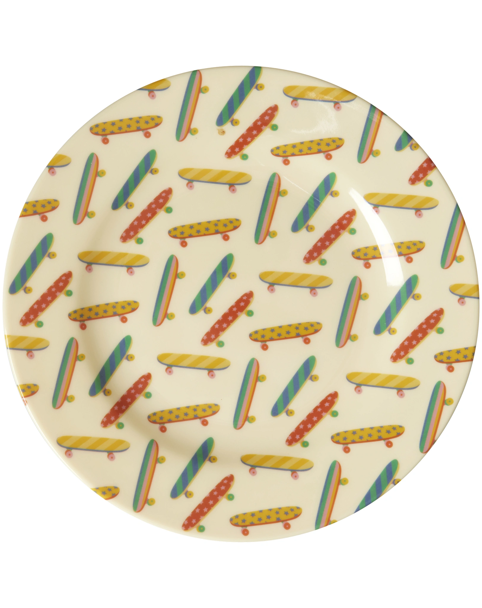 Melaminteller SIDE PLATE - SKATEBOARD in creme