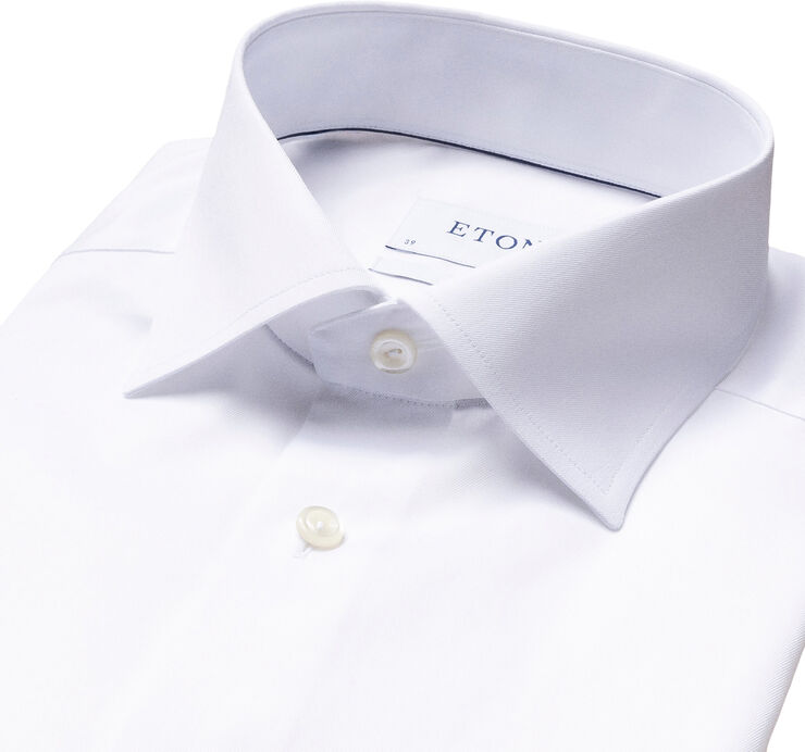 ETON Light Blue Signature Twill Shirt Extra Long Sleeves - Contemporary Fi Hvid