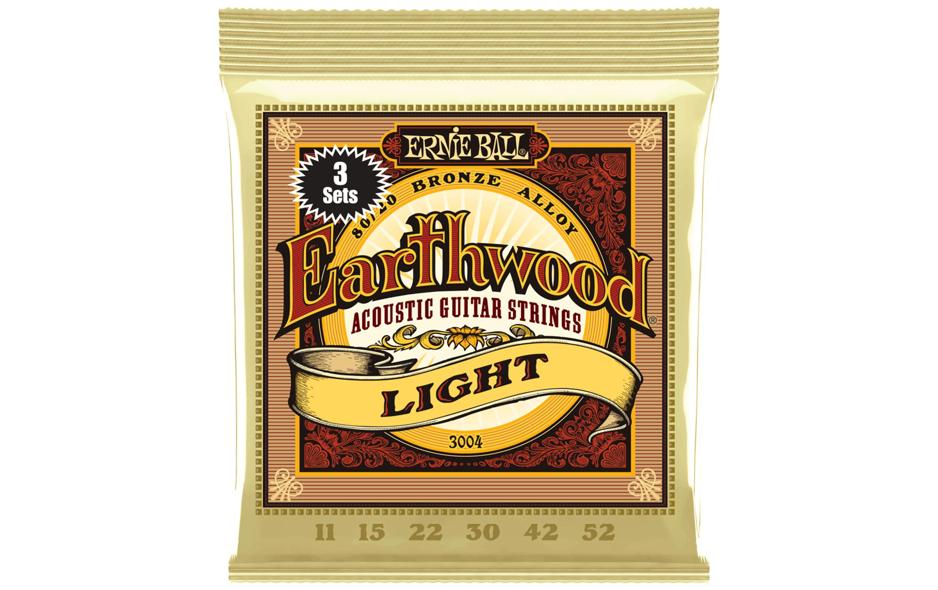 Gitarrensaiten 3004 Earthwood Bronze 3er Pack – Light 11-52Praktisches Akustik-Saitenset für Ihre Gitarre
