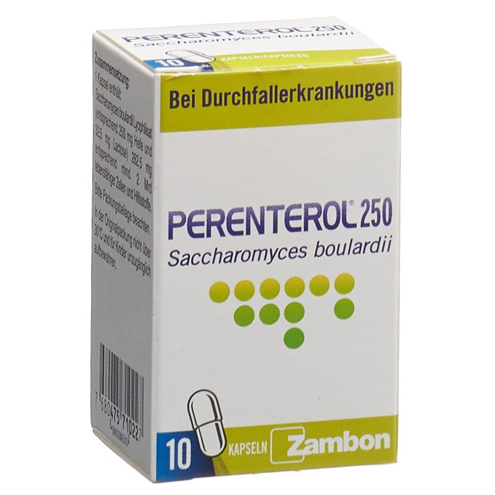 PERENTEROL Kaps 250 mg Glasfl 10 Stk<br>10 Stück, Glasflasche, Hartkapsel