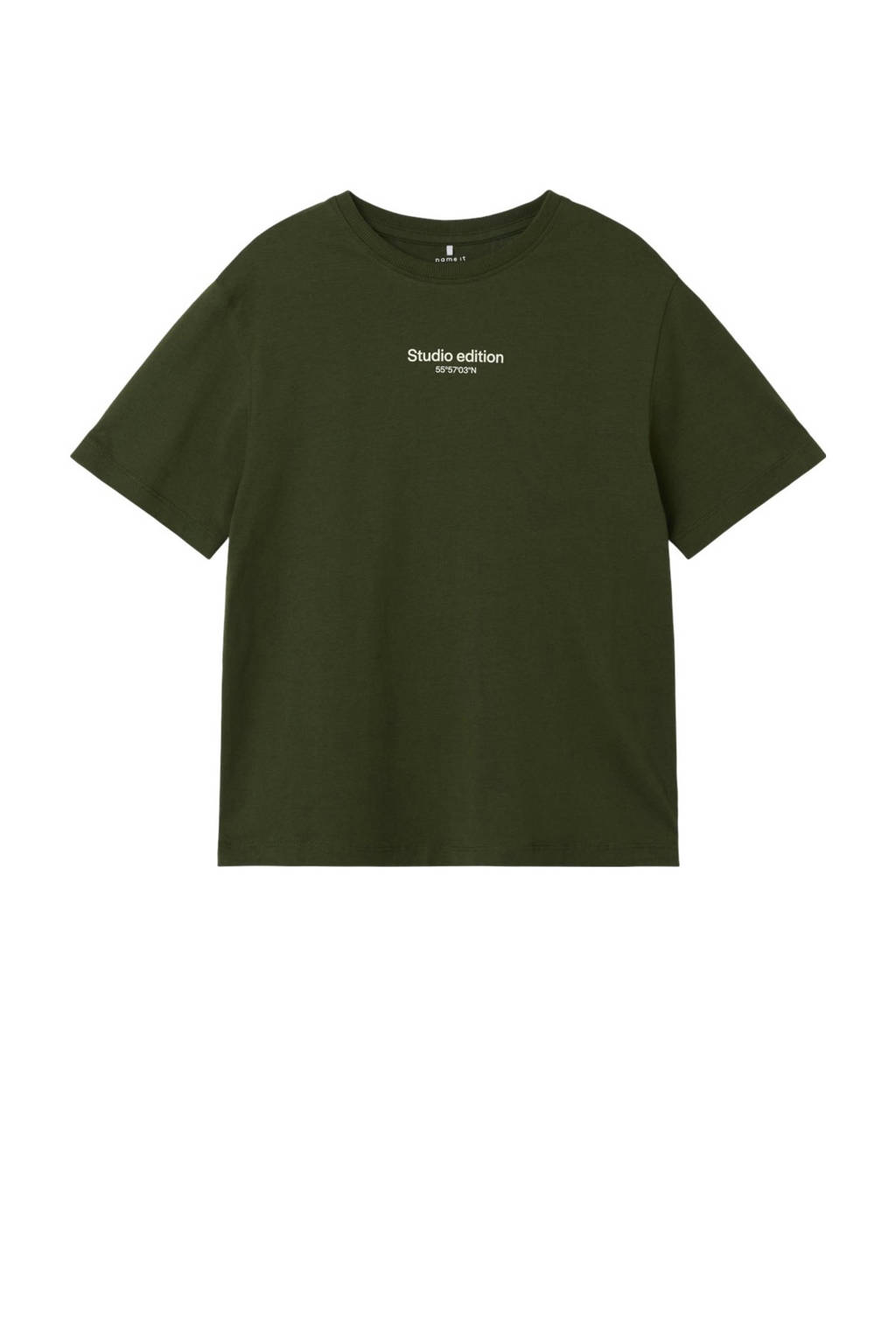 NAME IT T-shirt NKMBRODY met tekst donkergroen