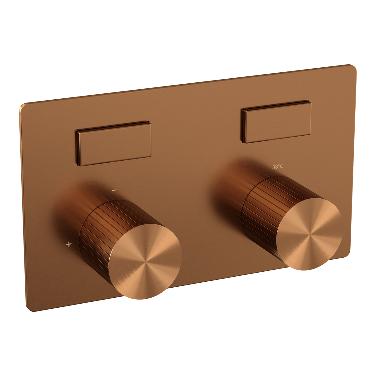 Brauer Stripe inbouw badkraan met drukknoppen, badvulcombinatie en staafhanddouche koper geborsteld PVD