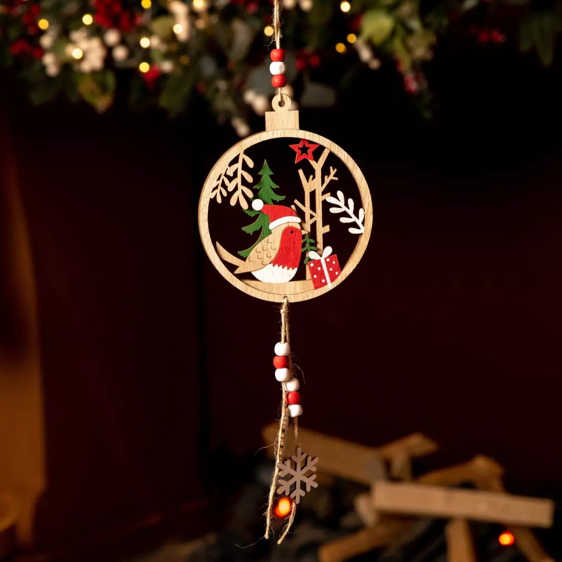 Couronne de sapin à suspendre (H30 cm) Lois Multicolore