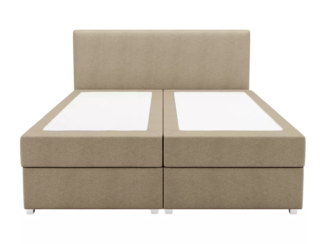 Ensemble complet boxspring tête de lit + sommier + matelas + surmatelas - 140 x 200 cm - Tissu - Beige - ONAN de YSMÉE