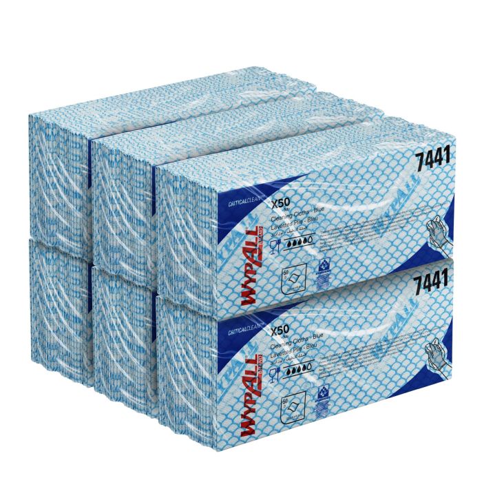 WypAll 7441 sopdoek X50 Hydroknit 1-laags blauw 41,6x24,5cm