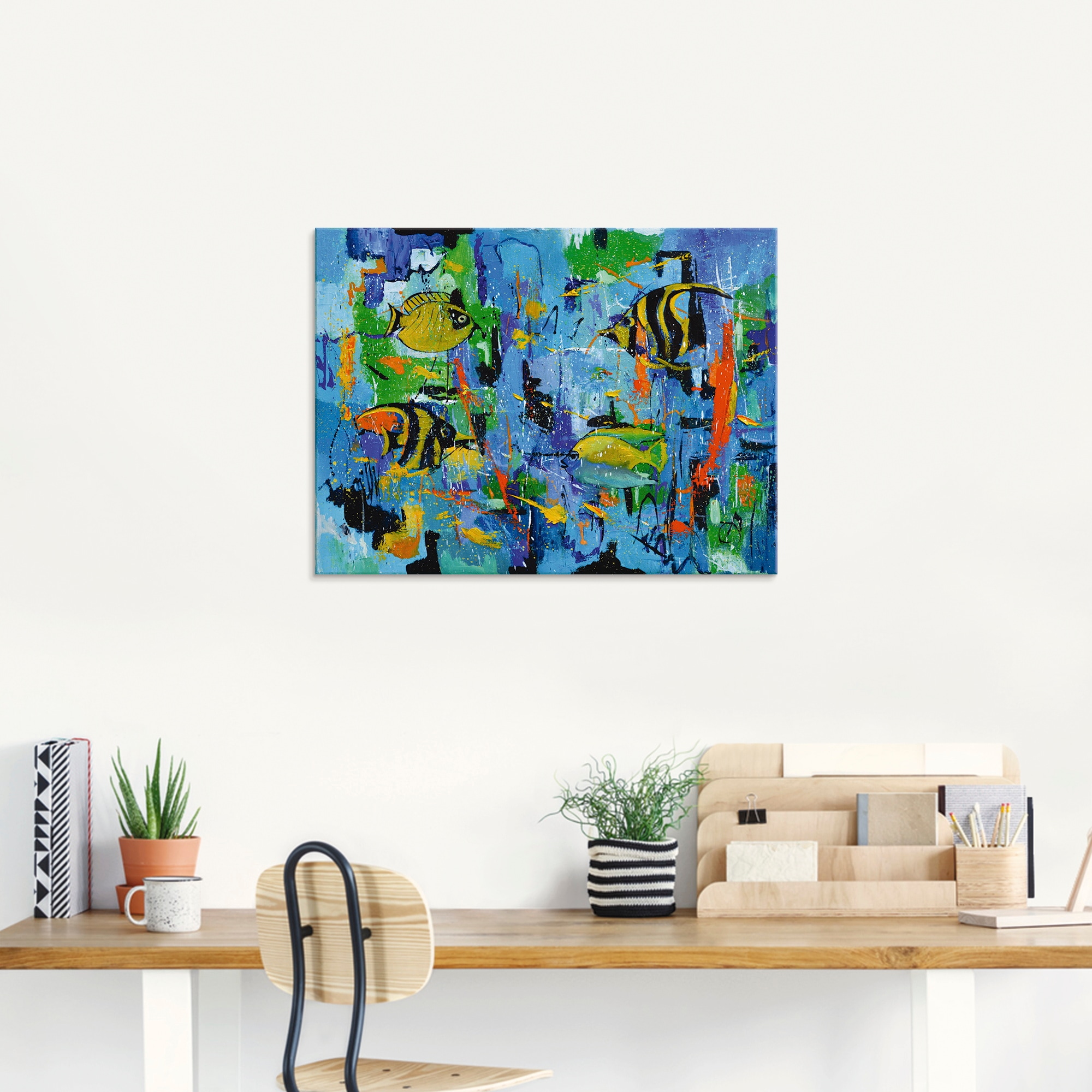Artland Glasbild »Abstrakt Fische Blau« Wassertiere 1 Stk. tlg. in verschiedenen Grössen