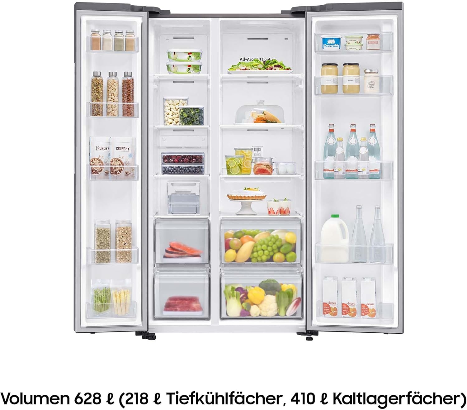 RS62DG5003S9EF Side-by-Side-Kühlschrank mit Gefrierfach, 178 cm, 628 l, SmartThings AI Energy Mode, Twist Ice Maker, SpaceMax, No Frost+, Edelstahl Look