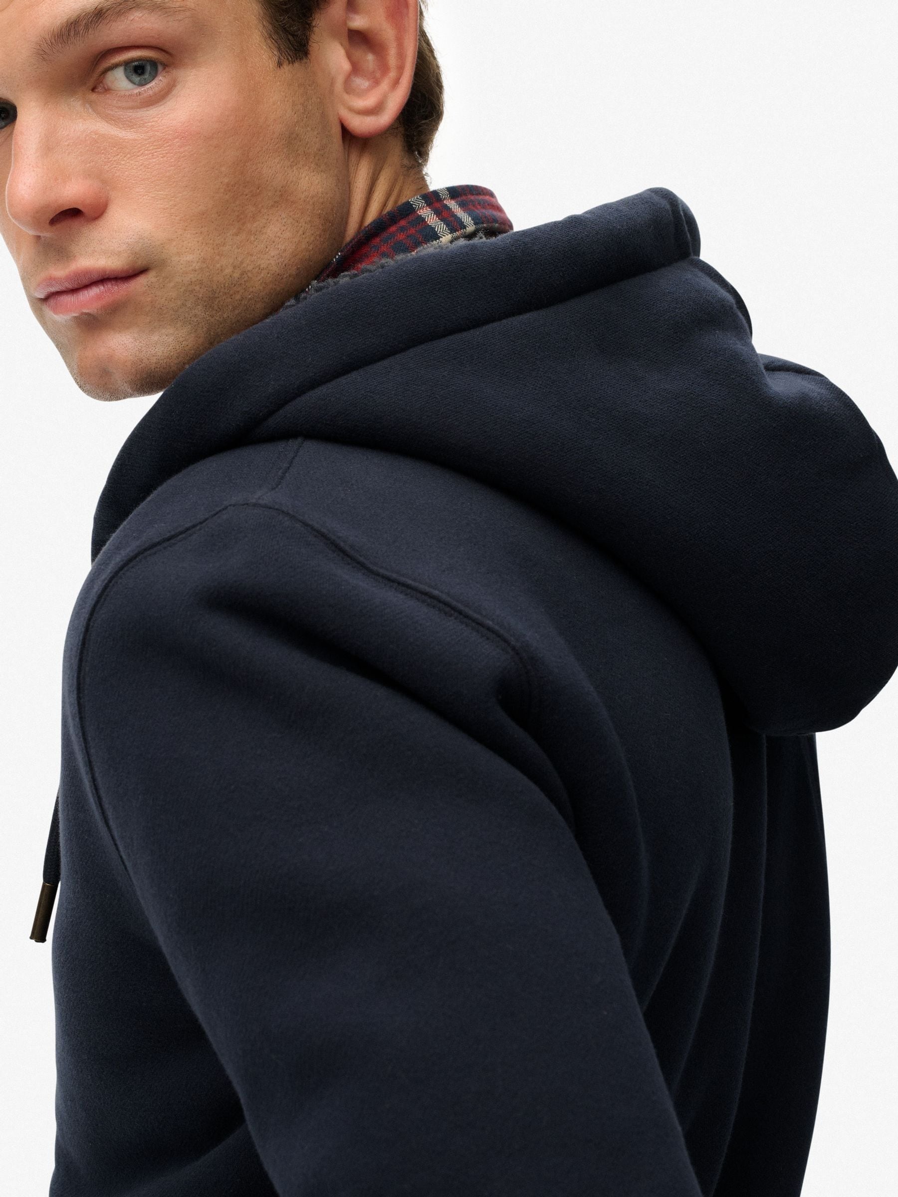 Blauw - Superdry Borg Lined Ziphood Hoodie