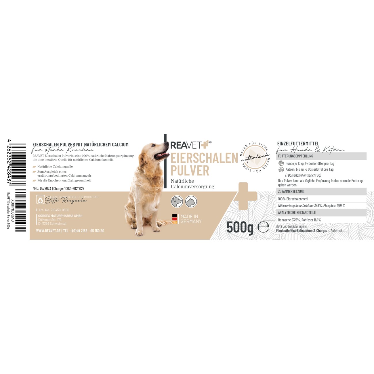 REAVET Eierschalenpulver 500g