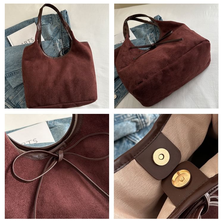Kleevelind - Tote Bag van imitatiesuède met strik