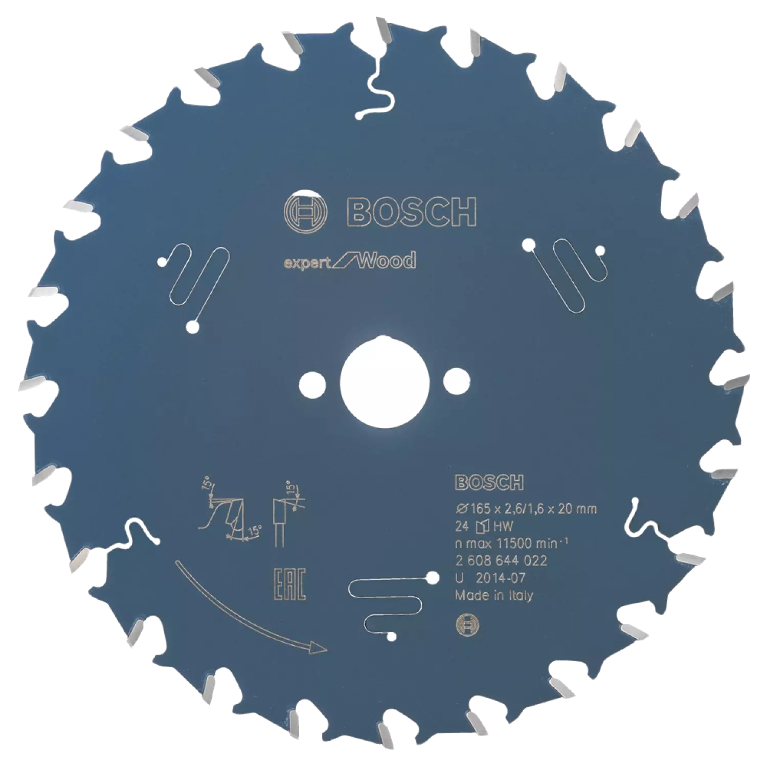 Bosch 2608644022 Expert Cirkelzaagblad - 165 x 20 x 24T - Hout - Carbide