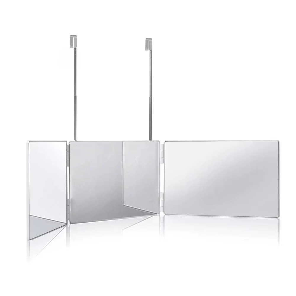 (93x20x3cm) Verstellbarer 360° Ansicht Kosmetik Spiegel Faltbarer Klapp Spiegel zum Aufhängen - Weiss