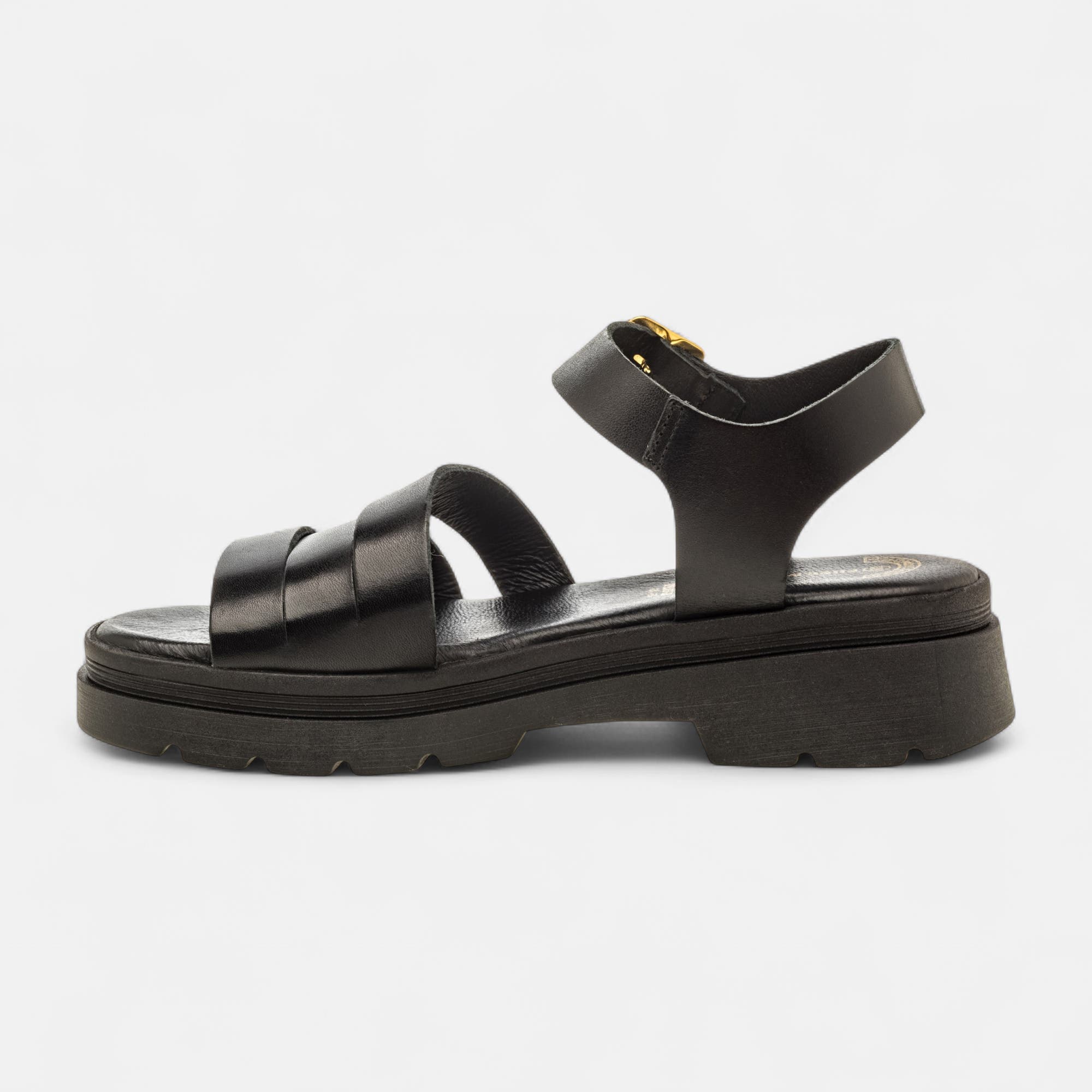 Sandales Femme en cuir noir