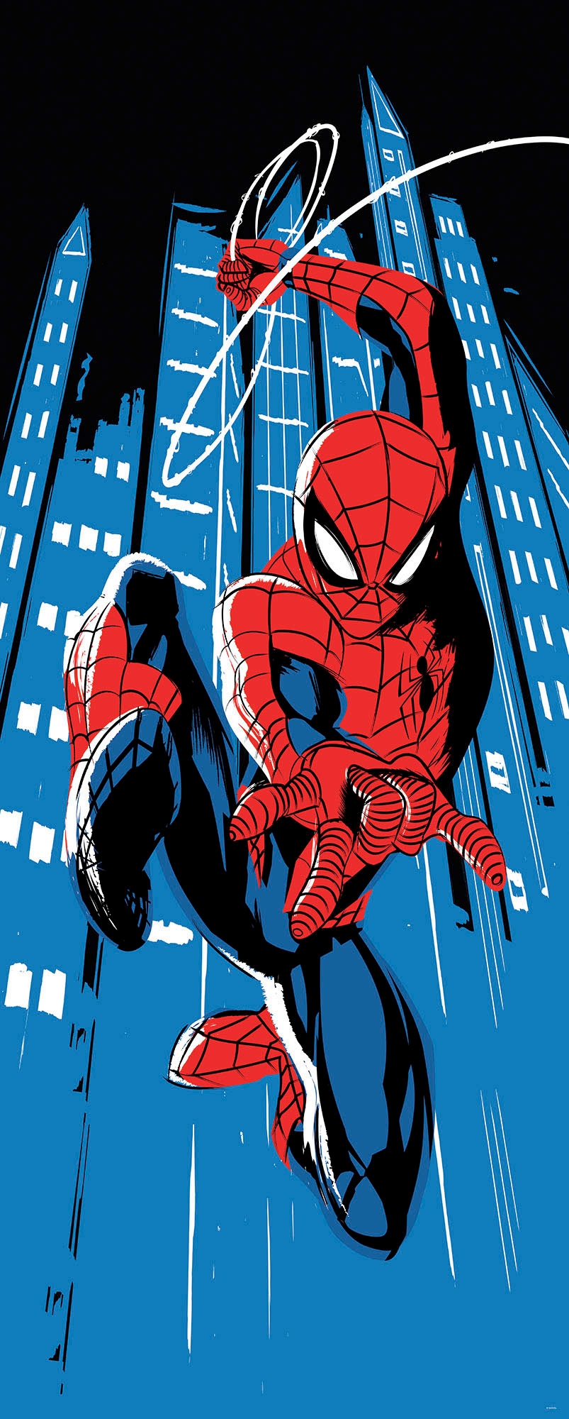 Komar Fototapete »Digitaldruck Vlies -  Spider-Man Rooftop-Rockin‘ - Grösse 100 x 250 cm« bedruckt glatt Kinderzimmer