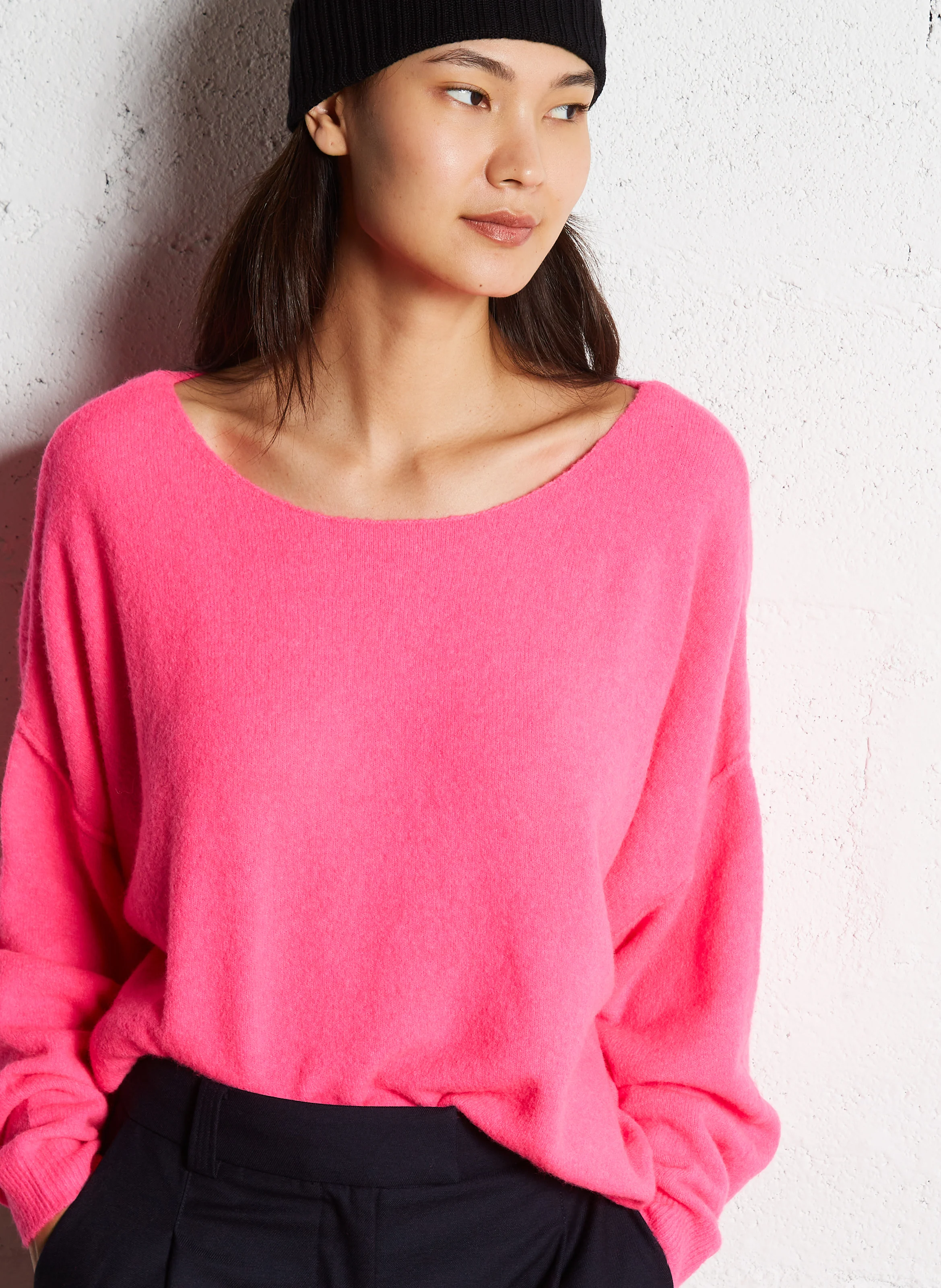 DAMSVILLE - Pull col bateau en laine mélangée | Rose