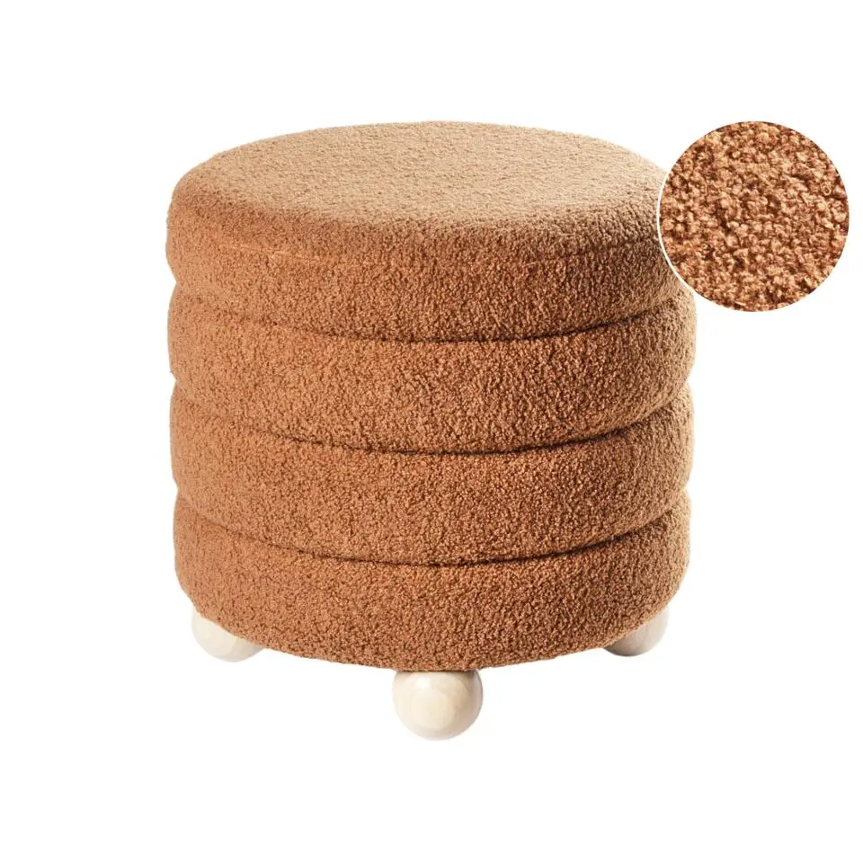 CHILLY - Poef - Goudbruin - Bouclé
