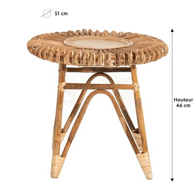 Petite table ronde en rotin