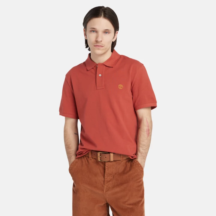 Camisa polo Millers River Pique para homem na cor vermelha