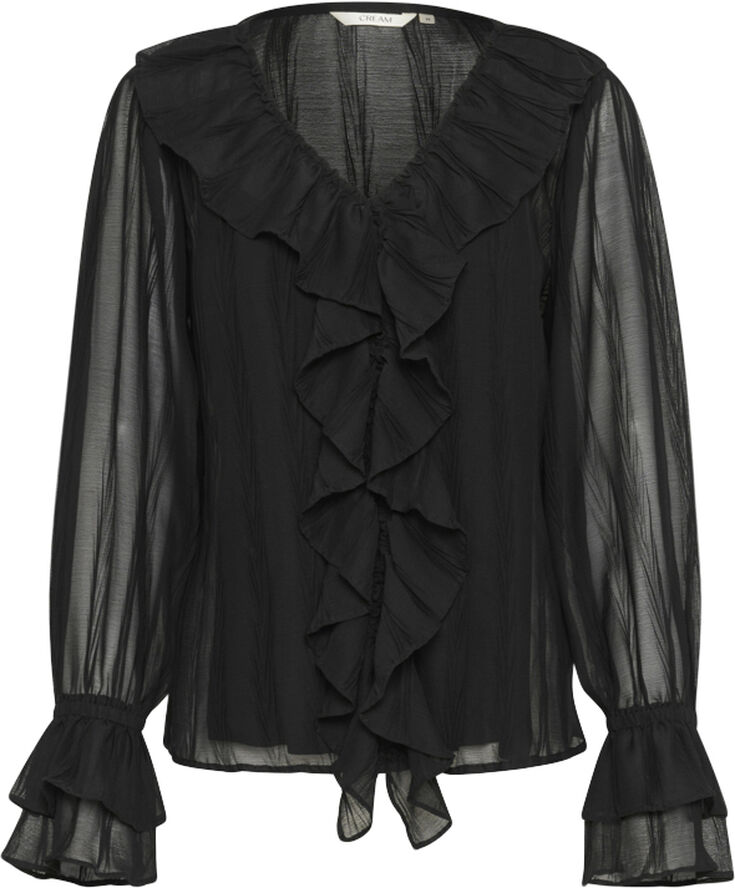 Cream CRSadia Flounce Blouse Pitch black