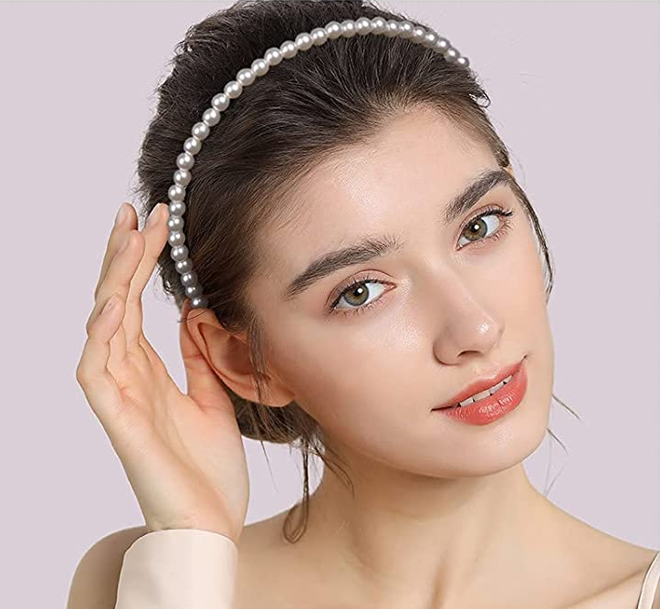 (Ø12cm) Haarschmuck Braut Frisur Perlen Haarreif - Weiss