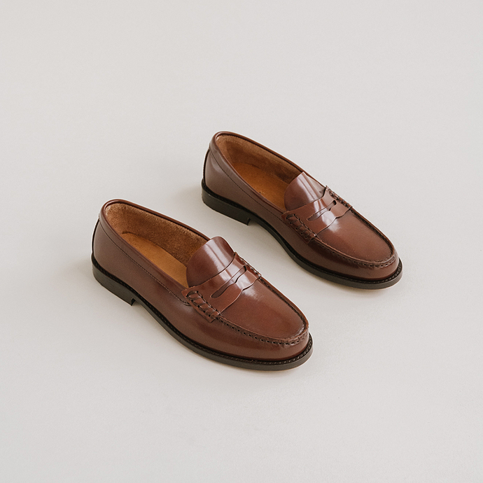 Mocassins  en cuir glacé marron